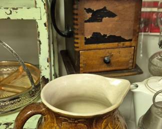 Antique wood coffee grinder 
