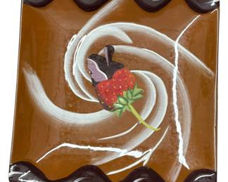 Clay Art Strawberry Dessert Plate