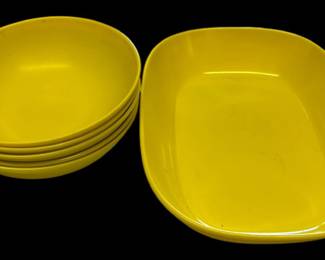 Melmac Yellow Platter Bowls