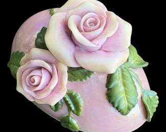 Fitz Floyd Blush Pink Rose Trinket Box