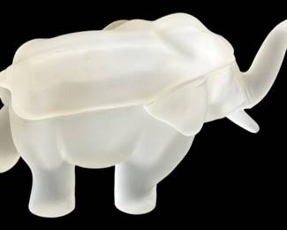 Frosted Glass Elephant Trinket Box