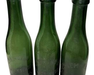 Antique Green Glass Beer Bottles