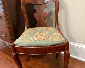 Antique chair with needlepoint seat
