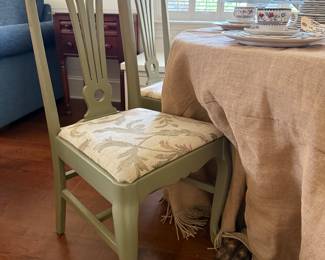 Set 4 antique Chippendale chairs painted green