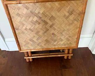 2 folding bamboo tables