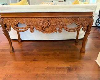 ornate Marble Top Console table