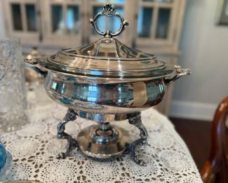 Large Silver Plate Chafing Dish 