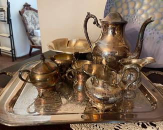Silver plate tea sets 