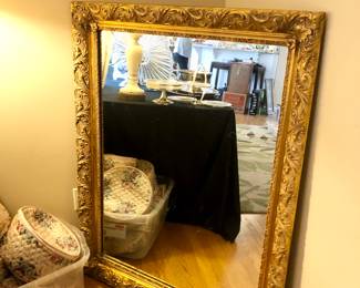 Huge and heavy antique gilded mirror