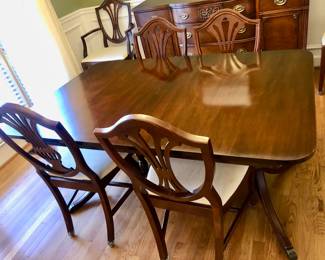 Cherry dining set with 3 leaves and pads available