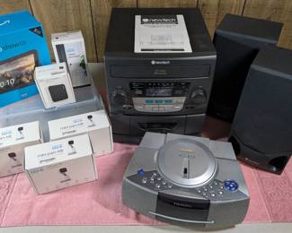 security cameras, clock radio/CD player, stereo with speakers