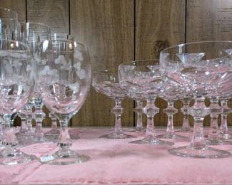 Assorted crystal stemware
