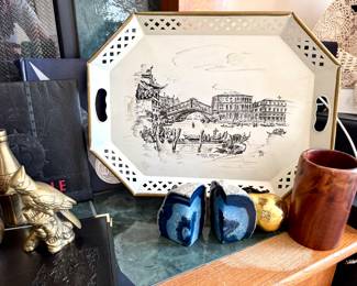 Large metal tray with Venice scene