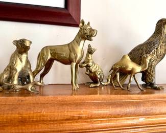 Brass Great Dane, polar bear l, kangaroo, camel, eagle