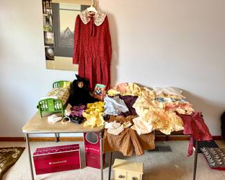 American Girl doll and accessories, vintage baby clothes