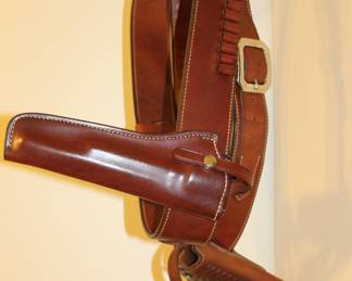 Western-style leather belt and holsters