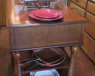 Freestanding kitchen island with cabinet and drawers