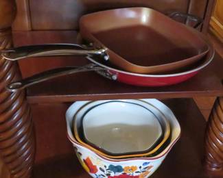 Pioneer Woman bowls, "copper" cookware