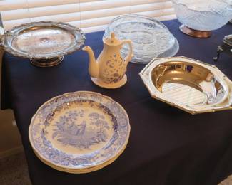 Spode plates, cake plates