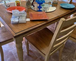 Solid Wood. 4 chairs with a matching bench