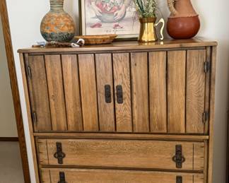 TWIN BEDROOM SET, UPRIGHT DRESSER, DESK SET AND TWIN BED