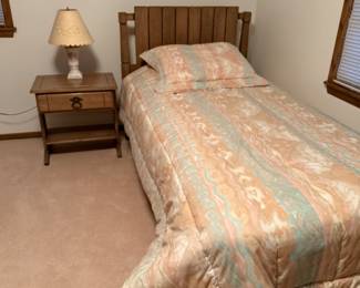 TWIN BEDROOM SET, UPRIGHT DRESSER, DESK SET AND TWIN BED