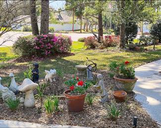 Garden Statuary, Potted Geraniums