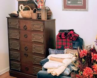 Mediterranean Chest (part of suite) Baskets, Craft Supplies, Upholstered Armchair