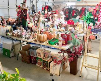 Garage full of Holiday Decorations