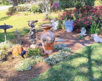 Yard Statuary, Sundial, Birdbath