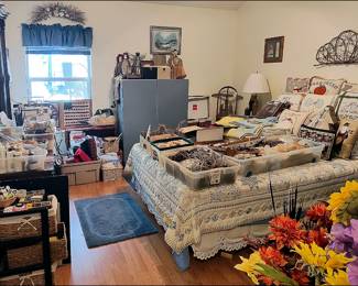 Full Vintage Mediterranean Bedroom Set, Crafting Supplies, Records