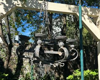 Candle lit iron chandelier 