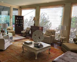 Large Oushak, club chairs and more