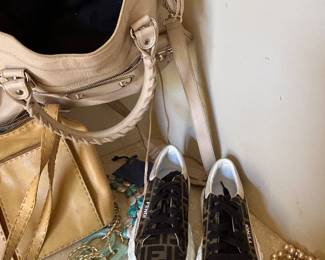 Fendi tennis shoes, Balenciaga, nice selection of costume jewelry 