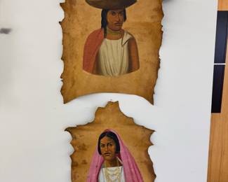 c.a. 1930’s Peruvian animal hide paintings