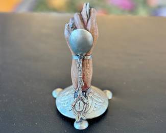 Vintage Brazilian wood and silver tone Mano Figa Hand