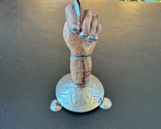 Vintage Brazilian wood and silver tone Mano Figa Hand