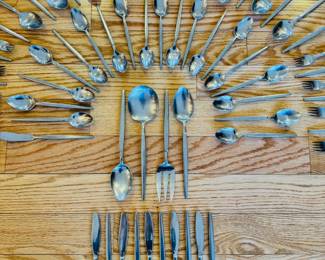 Cool vintage Stanley Roberts (SRI) ASTRO brushed stainless steel flatware set