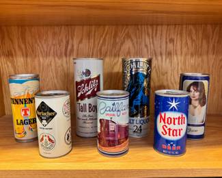 Just a sampling of the over 200 vintage beer can collection