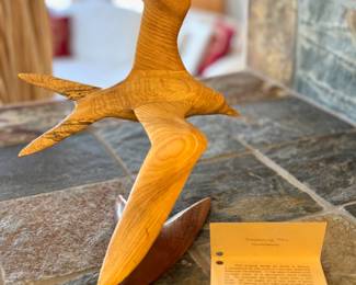 “Searching Tern” hackberry wood bird on black walnut base by Keith A. Nyhus