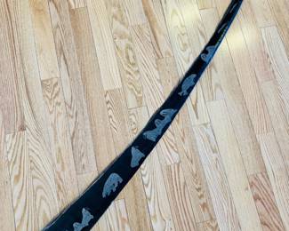 65” vintage etched Whale Baleen Frond signed by artist Beulah Oittillian, Gambell, Alaska