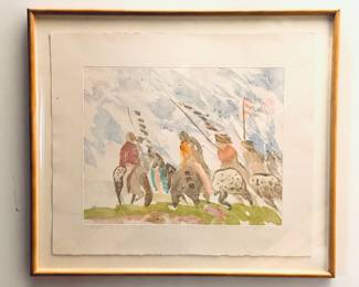 Earl Biss “Warriors On Windy Point” hand signed Mono Print