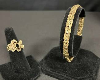 CT989V14K Gold Bracelet And 10K Gold Ring