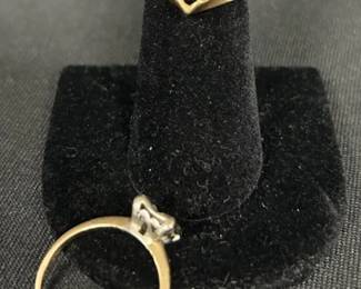 CT964V14KP Gold Diamond Ring And 14K Gold Ring