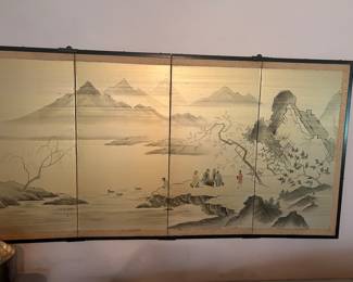 4 panel Japanese silk screen