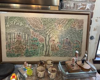 Asian temple rubbing tombs and spirits with government stamp