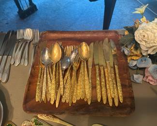 Mid century gold plated flatware