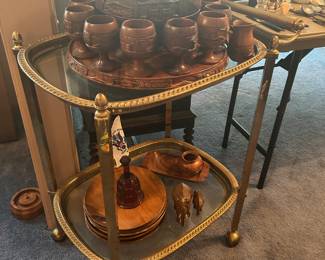 Mid century brass tea cart