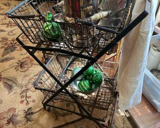 Antique folding 2 tier grocery carts from Texas store