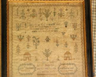 1813 hand stitched sampler